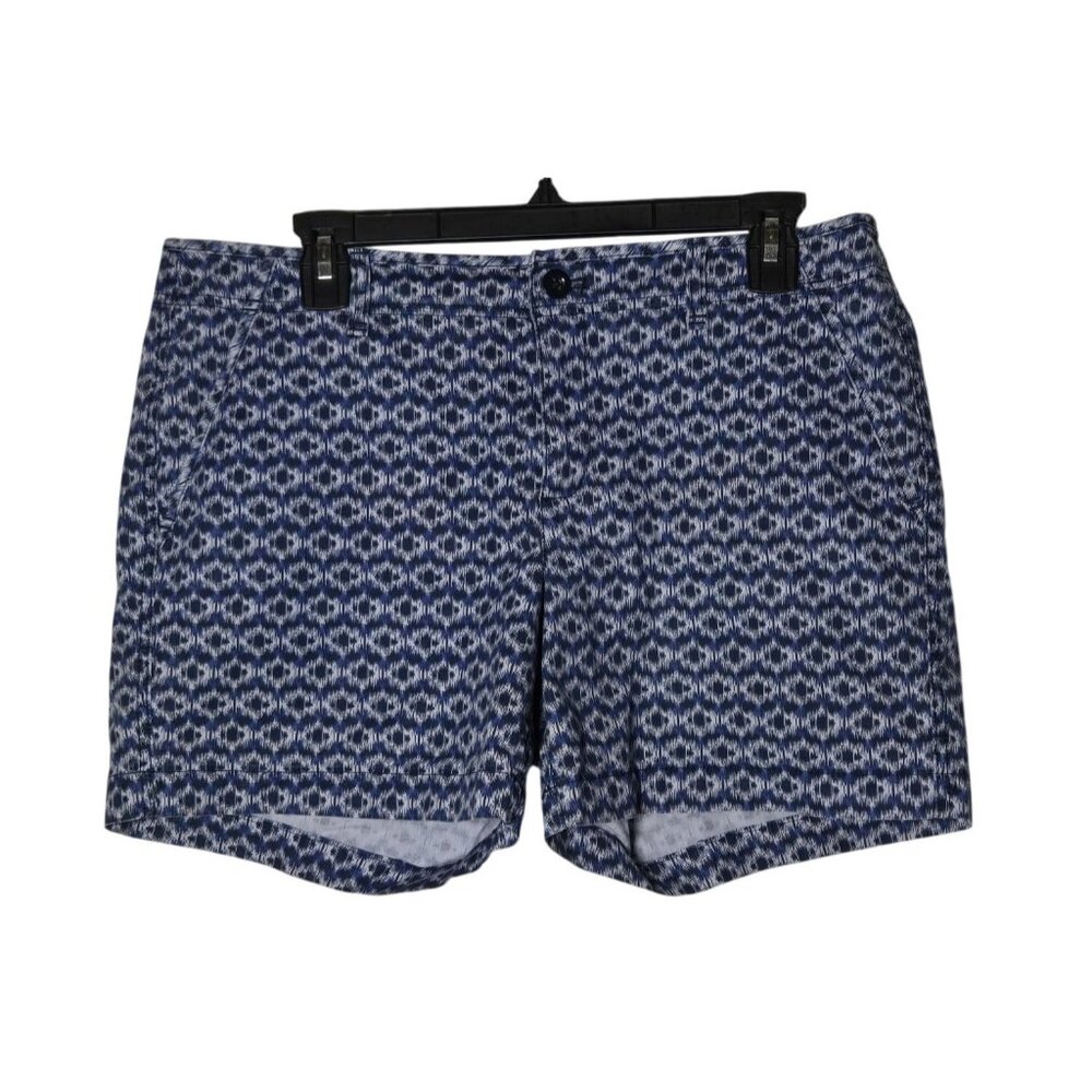 Eddie Bauer Womens Blue Print Shorts Size 10 Preppy Summer Casual Vacation Beach